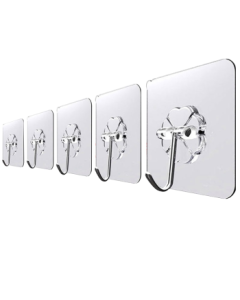 Bingyou Hooks (80 Extra Thick) 20-Pack Heavy Duty Adhesive Hooks, No Trace Transparent for Kitchen Bathroom, No Drill No Nail Wall Hooks