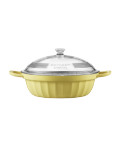 Buydeem Multi-functional Non-Stick Pan Steamer Soup Pot, 28cm Little Goose Yellow, Designed for Induction Cookers (Steaming, Boiling, Stir-Frying, Frying)