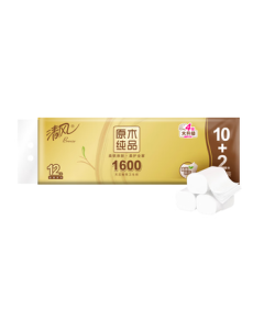 Qingfeng【Li Yunrui Same Style】Coreless Toilet Paper, Original Wood Gold Edition 4-Ply 1600g/12 Rolls, Bath Tissue