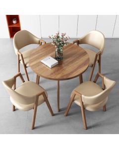 YUZAO Conference Table and Chair Set, Reception Table and Chairs, Small Round Table, Minimalist Leisure Dining Table and Chairs, 1 Table and 4 Chairs, Khaki Color