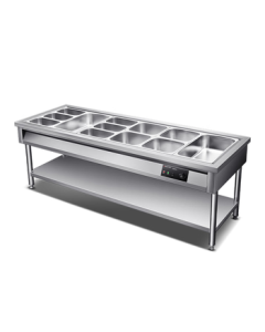 Demashi (DEMASHI) Insulated Food Warmer Commercial Canteen Fast Food Warmer Soup Pool Food Cart 2100*700*800 Six Compartments 201 Stainless Steel DMS-SFT21070 with Portion Pans