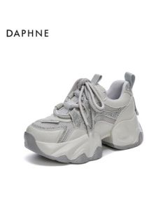 Daphne Comfortable and Versatile Sneakers, New Autumn Style Thick-Soled Platform Dad Shoes 4025404173, Grey, Size 37
