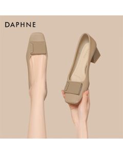 Daphne Chunky Heel Women's Shoes New Style Mom Shoes French Heels 4025101181 Beige Size 37