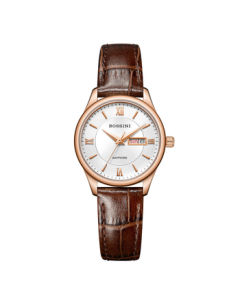 ROSSINI Women's Watch - Birthday Gift, Student Watch, Small Dial Quartz Watch with White Dial and Leather Strap 618574