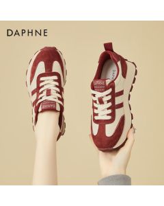Daphne Platform Sneakers for Women - Lightweight Versatile Dad Shoes, Casual Sports Shoes, Travel Shoes - Beige Red - Size 36