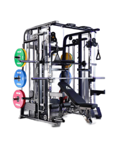 TEZEWA All-in-One Trainer Smith Machine Power Rack Squat Bench Press Barbell Stand Multi-Functional Gym Equipment