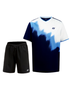 YONEX Badminton Apparel Competition Training Short Sleeve 110145BCR Navy + Black Shorts Set L