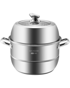 Maxcook Steamer Pot 32cm 2-Layer 304 Stainless Steel Steamer with Thickened Multi-Ply Bottom for Gas and Induction Cookers MCZ826