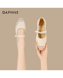 Daphne Mary Jane Shoes Women's Summer New Breathable Sandals High Heels Single Shoes 4025101790 Hollow-Out Beige 36