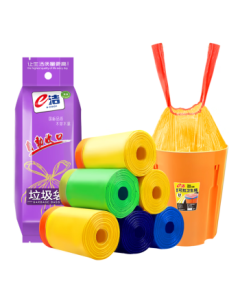 eClean Drawstring Trash Bags - Random Yellow/Blue/Green Colors - 45*50cm - 108 Bags - 1 Silk Thick No-Tear Design - Home Use Anti-Puncture