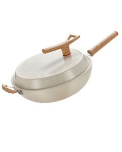 SUPOR Non-Stick Wok 34cm Lightweight Red Dot Smoke-Free Fry Pan, Compatible with Induction Cookers and Gas Stoves, Model PC34QL1