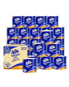 Vinda Core Toilet Paper [Recommended by Sun Yingsha] Blue Classic 4-Ply 140g*27 Rolls, Bath Tissue, Whole Pack