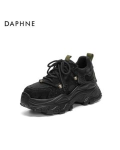 DAPHNE Women's Chunky Dad Sneakers - Breathable Mesh Casual Sports Shoes with Height-Increasing Platform (Style 4025404206) - Black, Size 40