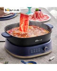 Bear Multi-Function Pot, Detachable Electric Hot Pot, Frying Pan, Korean Cooking Pot, Deep Blue with Maifan Stone Inner Pot DHG-C60J5