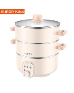 SUPOR Multi-Functional Steamer with Double-Layer Design, 304 Stainless Steel, Non-Stick Inner Pot, Double-Layer Body, Electric Steamer ZN26YK18 [Perfect Holiday Gift]