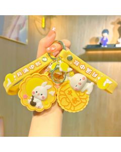 Jing Ruo Fan Xing Cartoon Keychain - Mid-Autumn Festival Bunny Keychain Pendant, Jade Rabbit Mooncake Charm Gift (Minimum 10 Pieces)