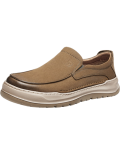 CAMEL Comfortable Classic Retro Low-Top Men's Slip-On Work Shoes in Suede Leather G15A046053 Khaki 39