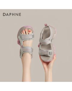 Daphne Sandals for Women - Petite Height-Increasing Casual Sports Beach Shoes with Patchwork Design 4024303234, Beige Purple, Size 35