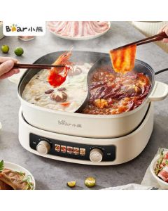 Bear Multi-Purpose Pot, 6.5L Dual Flavor Hot Pot, Electric Hot Pot for Home Use, Detachable Electric Cooking Pot, Meat Cooking Pot, 3 Minutes 40 Seconds Fast Boiling, Dual-Zone Temperature Control, Model DHG-D60J1