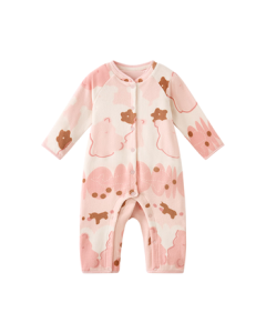 babycare Baby Romper Winter Fleece-Lined Onesie for Newborns Fair Isle Bear Pink 80cm