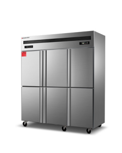 DEMASHI Commercial Six-Door Freezer - Upright Large Capacity Kitchen Refrigerator, Fresh-Keeping Cabinet KCD1.6L6-2W, Top Refrigeration Bottom Freezer [Flagship Model]
