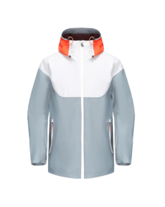 Decathlon Men's Windproof Warm Jacket for Autumn and Winter, Outdoor Casual Waterproof Sailing Jacket in Gray-Blue Color Block, Size L 4730367