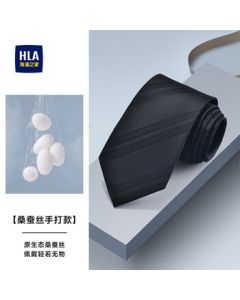 HLA Men's Silk Tie Handmade Birthday Gift for Boyfriend, Suit Accessories, Twilight Black [Handmade] One Size