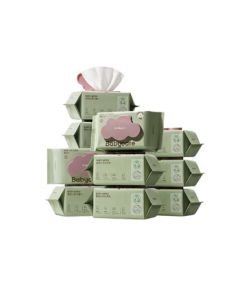 babycare Baby Hand & Mouth Wipes, Newborn Large Pack with Lid, 80 Sheets per Pack, 12 Packs