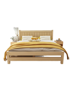 Zero Tree Solid Wood Bed - Master Bedroom Double Bed, Bedroom Furniture, Single Bed, Rental Apartment Bed [Installation Included] 1.2m*2m GS-02