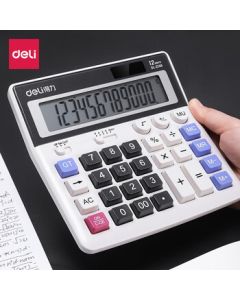 Deli Calculator Computer Keyboard, Large-Key Financial Calculator for Banking and Office Use, Solar-Powered 12-Digit Big Screen Accounting Calculator, Multi-Functional Business and Oversized Finance Calculator 2136 zyf