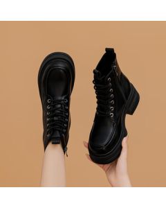 Daphne Women's Martin Boots, Autumn/Winter British Style Chunky Sole Ankle Boots, Fashion Classic Versatile Boots, Black, Size 36