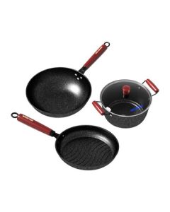 MELNG Meiling Lingmai Stone Color Non-Stick Cookware Set Frying Pan Soup Pot Skillet MGJ-LC3211