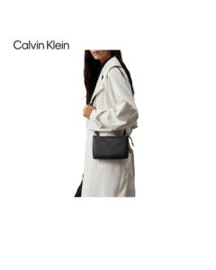 Calvin Klein CK Women's Bag Logo Zip Closure Shoulder Crossbody Handbag K60K608409 Black Luxury Gift