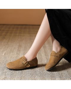 Daphne Birkenstock Women's Flat Slip-On Shoes Lightweight Closed-Toe Mules Casual Loafer Bean Shoes - Khaki, Size 38