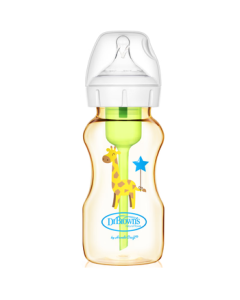 Dr. Brown's PPSU Baby Bottle for Newborns 3-6 Months, Anti-Colic, Anti-Choking, Lightweight, Shatter-Proof Wide Neck Bottle 270ml Giraffe