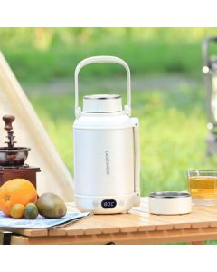 DAEWOO Portable Mini Electric Kettle for Home and Travel, Tea Brewing Thermos DYSH-BX12, Coro White, 1.2L