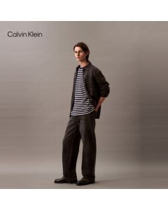 Calvin Klein Jeans 2025 Summer Men's Casual Commute CK Pure Cotton Striped Loose Short-Sleeve T-Shirt 4RB008G