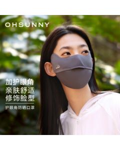 OhSunny Sun Protection Face Mask Summer Women's Breathable Eye-Covering UV Protection Face Cover Men's SLF5M136WT Shadow Gray M