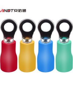 Andaton RV Round Pre-Insulated Terminal O-Type Crimping Copper Lug Terminal Round Cable Lug RV3.5-6 500pcs/Pack