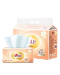 Hearttex Facial Tissues, Classic Series, 3-Ply 150 Sheets * 6 Packs, Medium Size, Soft Pull-out Tissues, with Handle