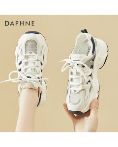 Daphne Women's Casual Shoes Color-Blocked Hollow Mesh Platform Sneakers Breathable Sports Leisure Shoes - Milan 38
