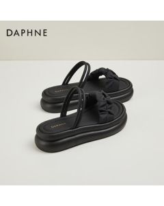 DAPHNE Women's Two-Way Sandals Summer Outdoor Fairy Style Flat Roman Sandals with Cloud-Like Comfort - Black 4cm Standard Size 35