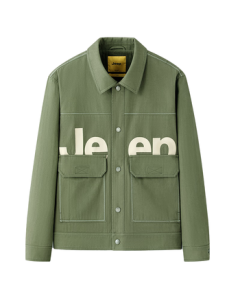 Jeep Jeep Men's Regular Notch Lapel Jacket, Multi-Pocket Autumn Casual Coat, Korean Style Men's Wear P213MWJ480, Army Green, Size L