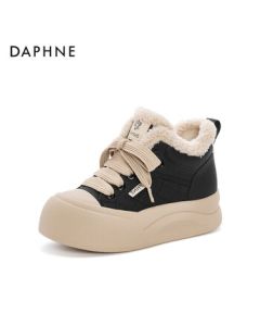 Daphne Board Shoes with Fleece Lining Women's Winter Shoes Thickened Fur White Sneakers 4024607213 Fleece Black Size 39