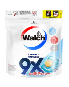 Walex 9X Disinfecting Laundry Detergent Pods 12g*20 Packs, Concentrated Laundry Liquid, 2-in-1 Laundry Detergent & Disinfectant