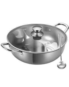 Cooker King 30cm Stainless Steel Dual Hot Pot with Easy-Clean Design, Compatible with Induction Cookers, for 4-6 People
