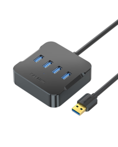 SAMZHE USB Hub 3.0 High-Speed 4-Port HUB Expansion Dock, Laptop One-to-Four Adapter Extension Cable with Power Port, 1.5m Black HUB02