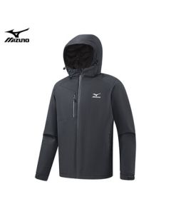 Mizuno Outdoor Jacket for Men, Windproof and Waterproof with Fleece Lining and Padding, Dark Gray, 3XL