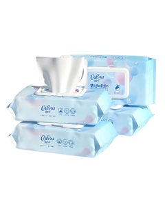 COROU Baby Wipes, 80 Sheets * 4 Packs, for Hands, Mouth & Bottom, EDI Purified Water with Lid, Suitable for Infants