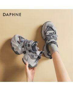 Daphne Dad Shoes for Women, Spring New Style Mesh Breathable Casual Sneakers 4025101113, Gray, Size 38